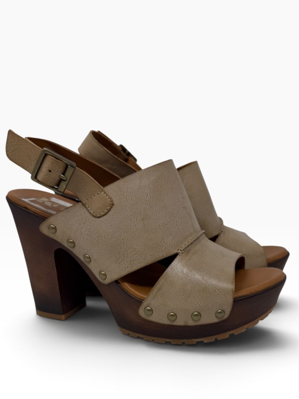 KORKS Kristian II Sandals Women's 7 Tan Leather Platform Block Heel Slingback